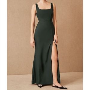 BHLDN Catarina Crepe Maxi Dress in Emerald / Forest Green